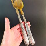 Art Deco Horn & Silver Plated Salad Set – Retro Elegance on the Menu