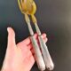 Art Deco Horn & Silver Plated Salad Set – Retro Elegance on the Menu
