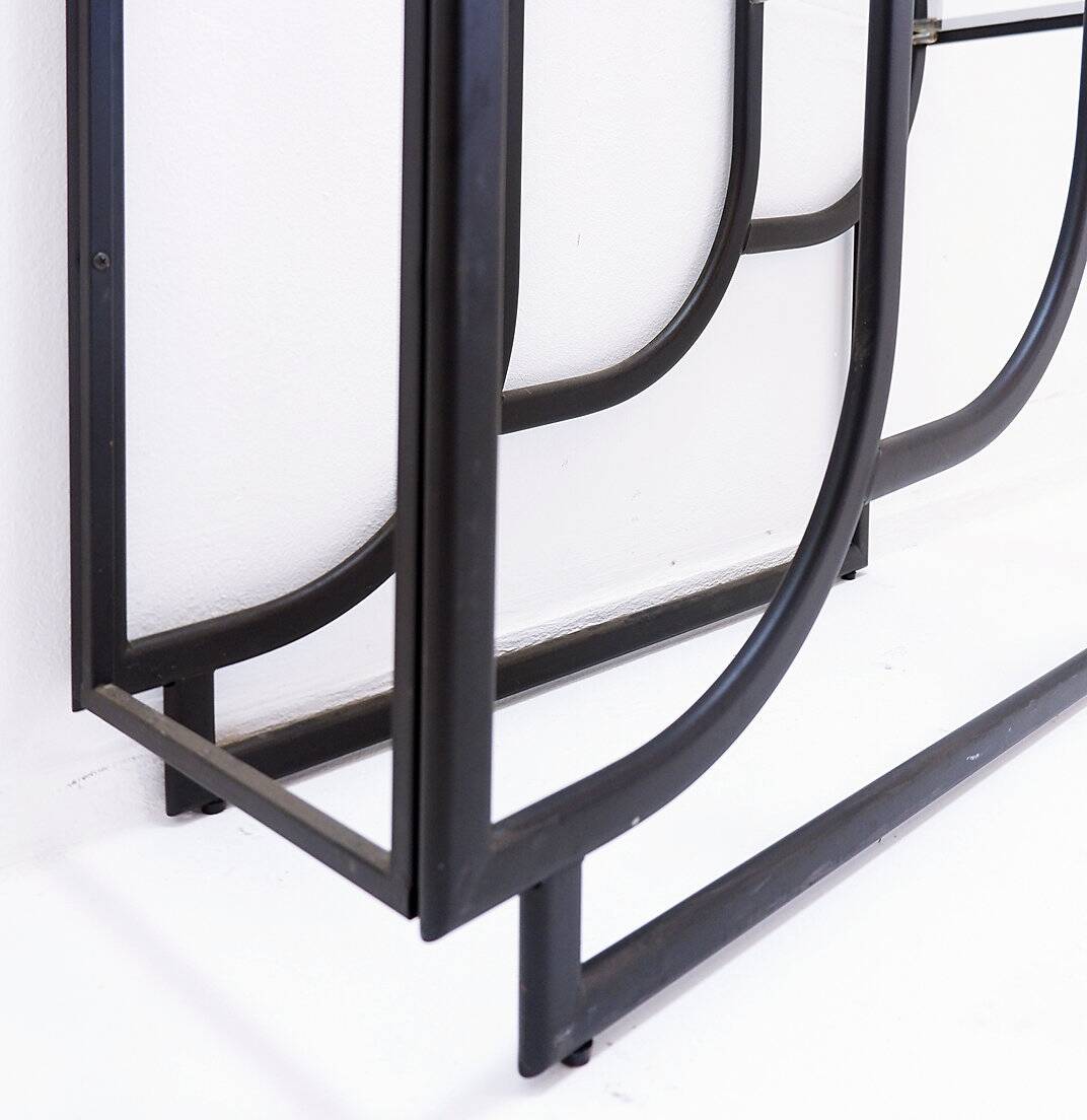 Black Bookcase - Metal and glass - 20th