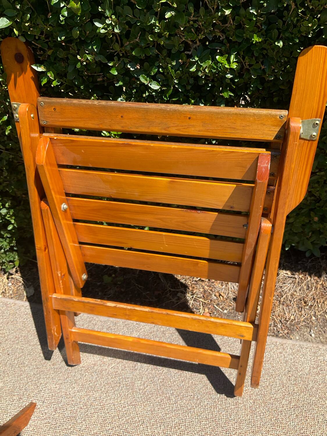 Pair of vintage wooden folding armchairs