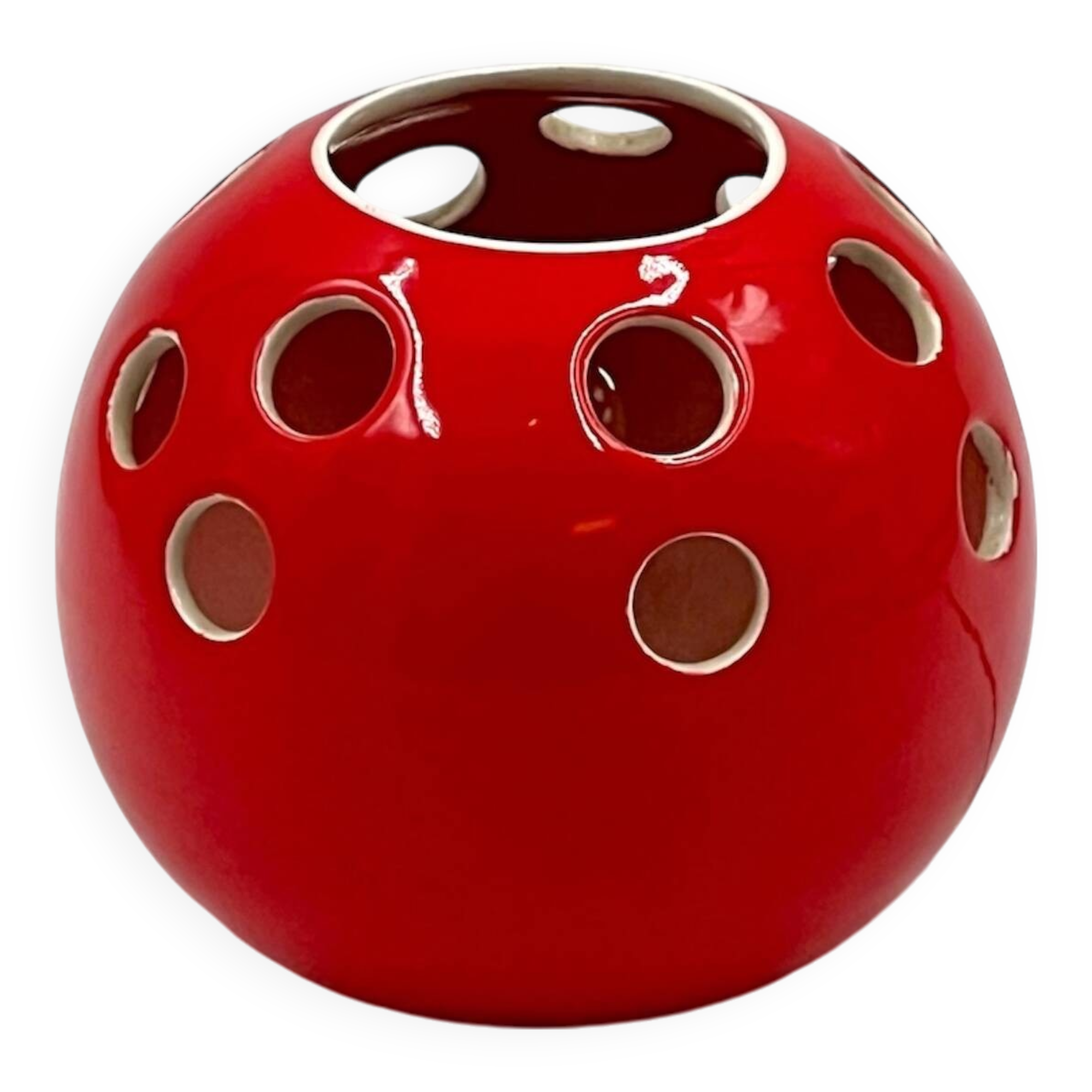 Vintage Red Ceramic Lamp Handcrafted in Italy, 1970s