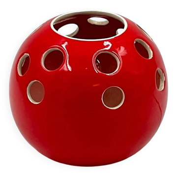 Lampe vintage en céramique rouge fabriquée à la main en Italie, années 1970