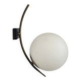 Vintage brass and opaline wall lamp, France 1960