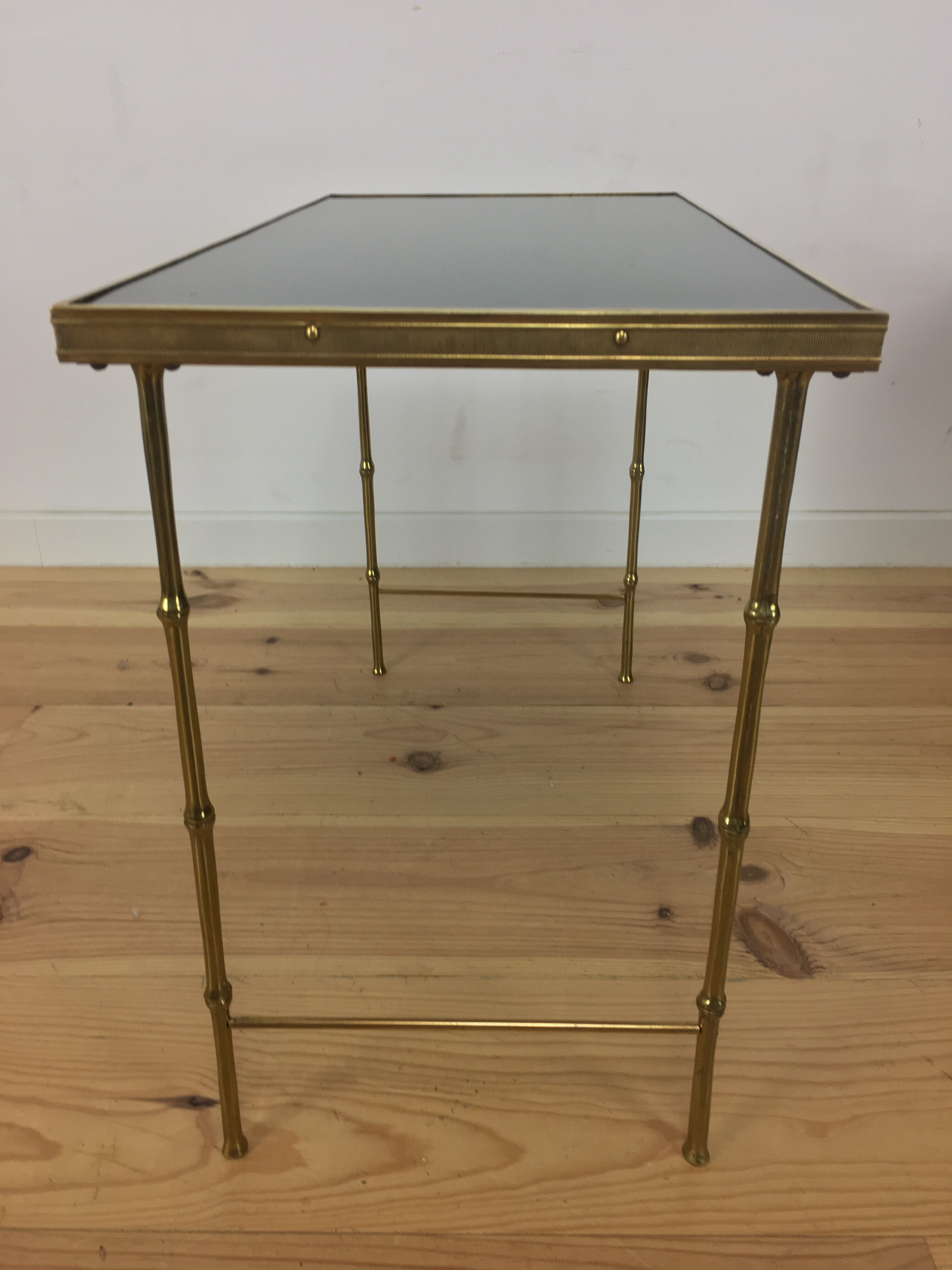 Brass side table, golden bamboo, 1950s