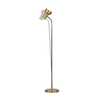 Vintage swedish brass spotlight floor lamp from montör, 1970s