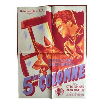 Affiche cinéma originale "Cinquième Colonne" Alfred Hitchcock 60x80cm 1942