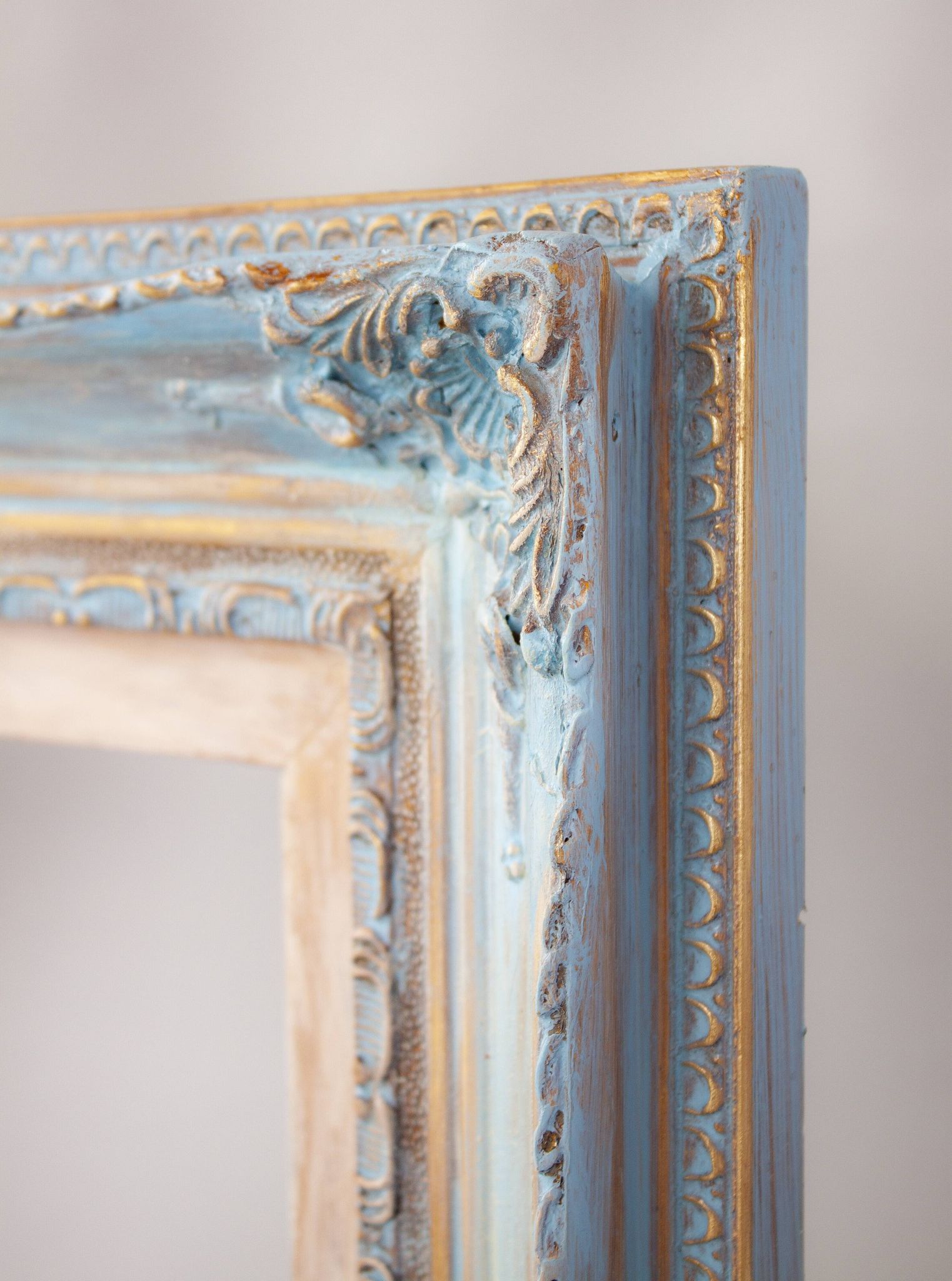 Wooden frame in Louis XV style. Baroque frame. Style of the frame.