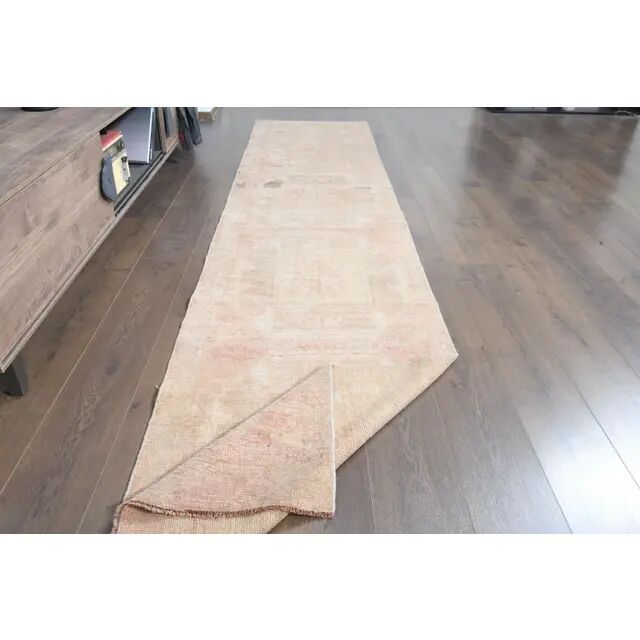 Tapis de couloir Oushak turc en laine et coton fait main, années 1970