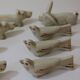 8 portes couteaux animaux porcelaine de Limoges vintage