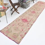 3x13 Rug For Kitchen Pink Beige Herki Vintage Runner Rug, 79x402Cm SK 4146