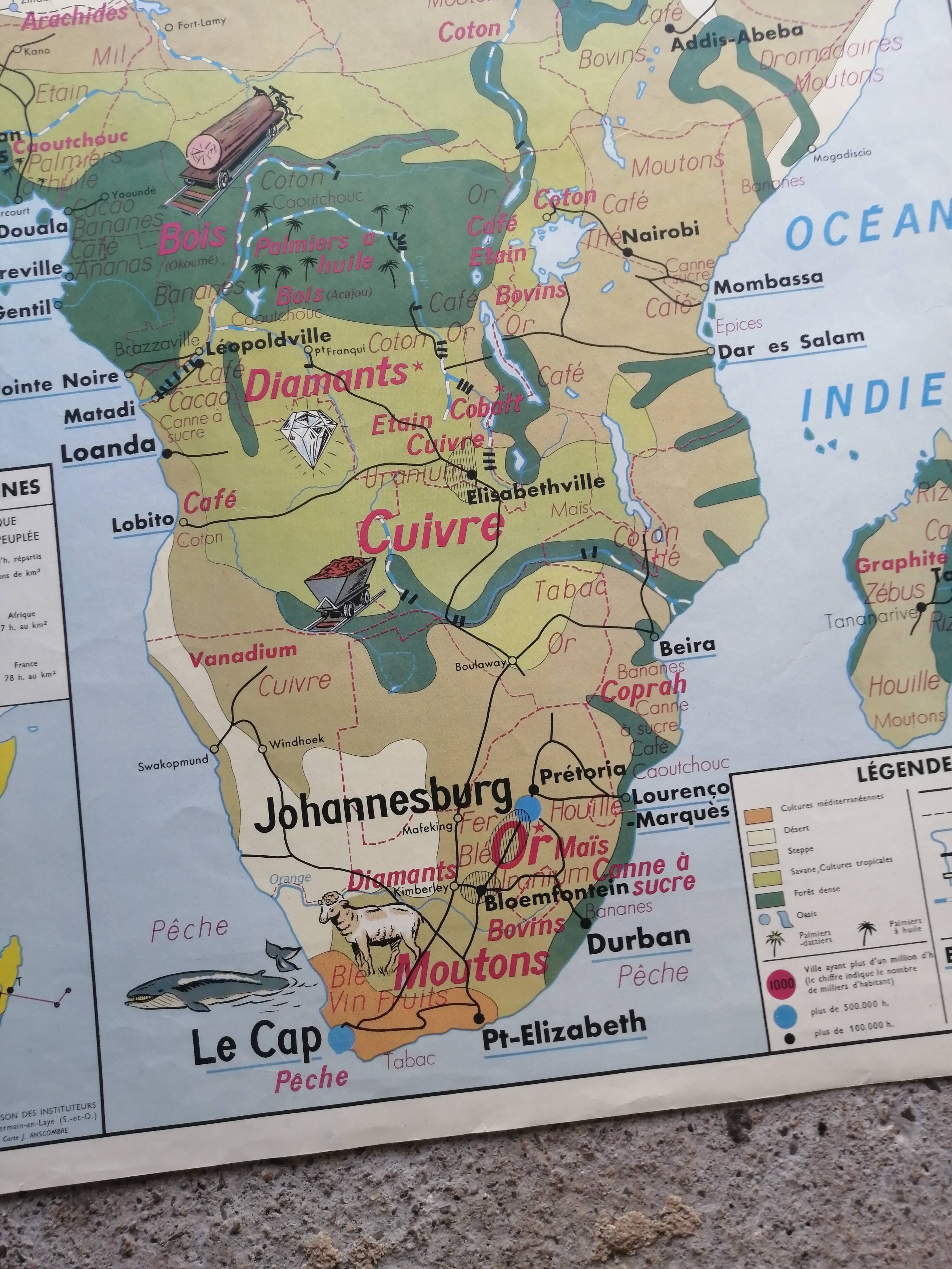 Vintage school map mdi: Africa-Europe economic.