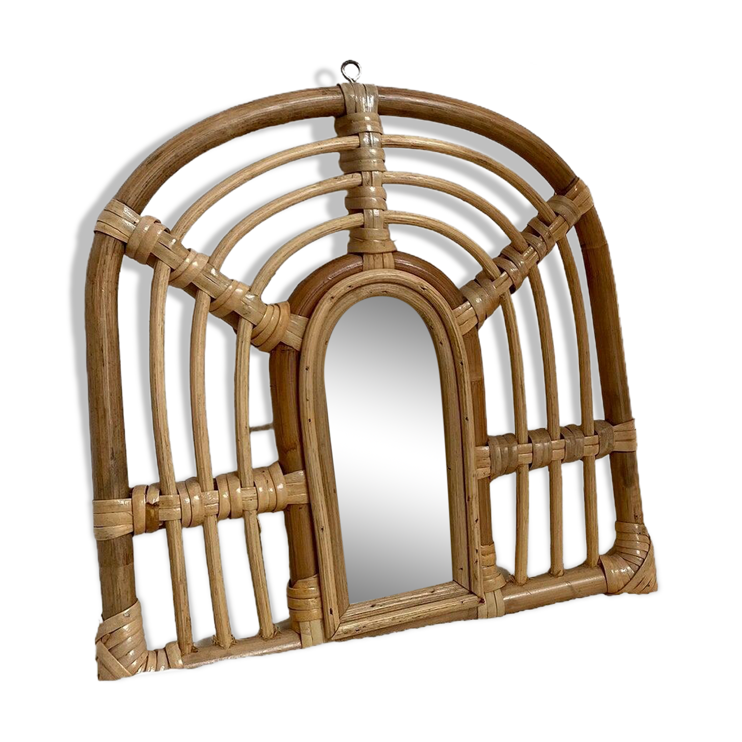 Miroir arche en rotin