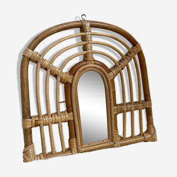 Rattan arch mirror