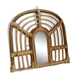 Rattan arch mirror