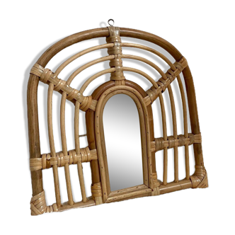 Rattan arch mirror