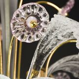 vintage Venetian chandelier, pink flower Murano glass, 1970s