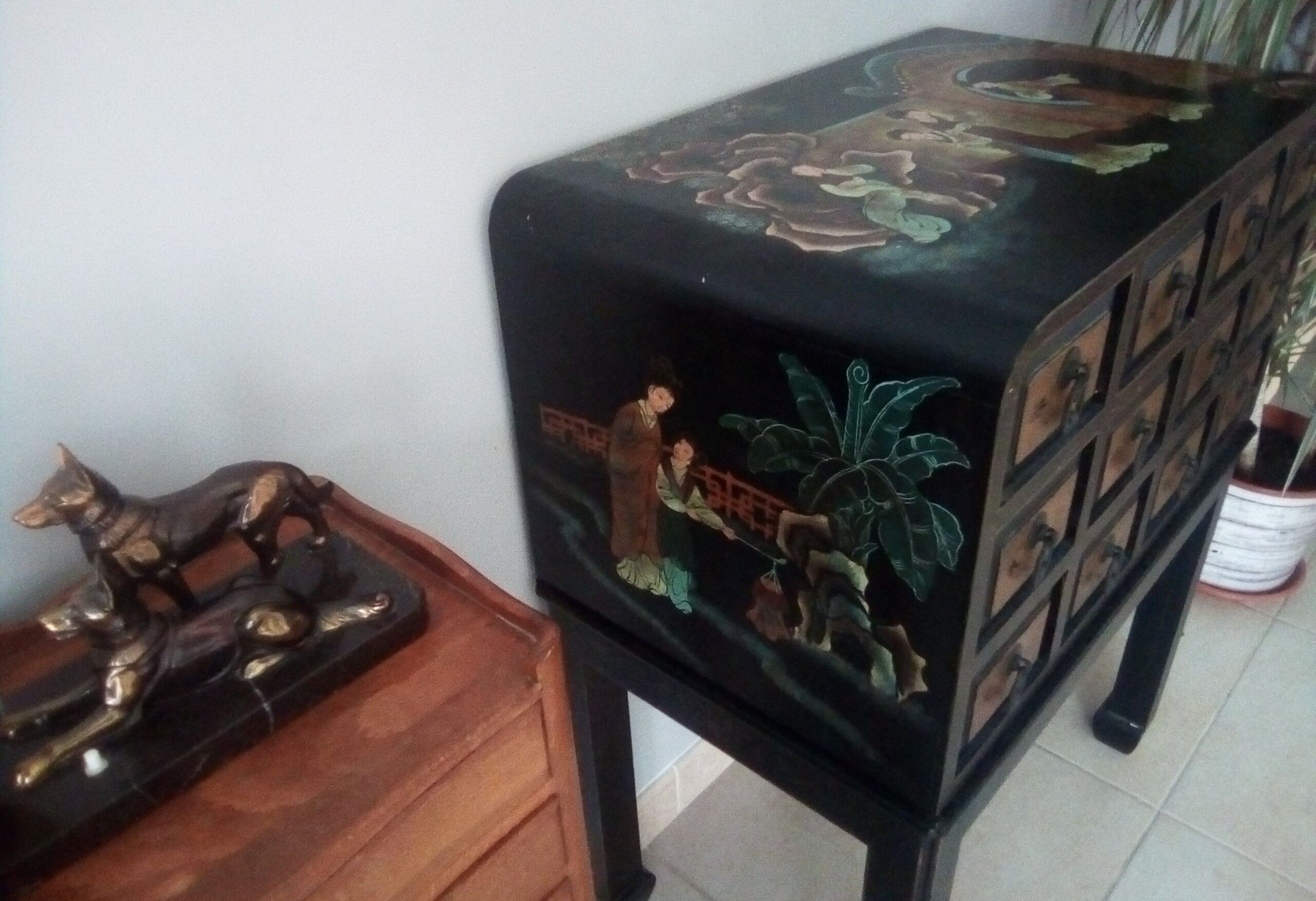 Furniture with an ancient Asian apothecary drawer