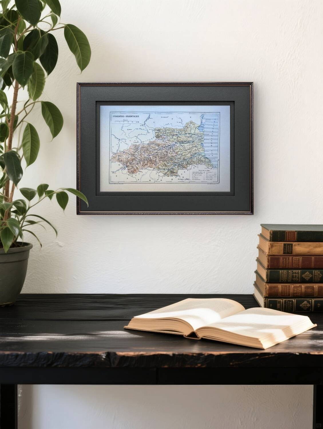 Map of Pyrénées-Orientales, 1889. Authentic Vintage.