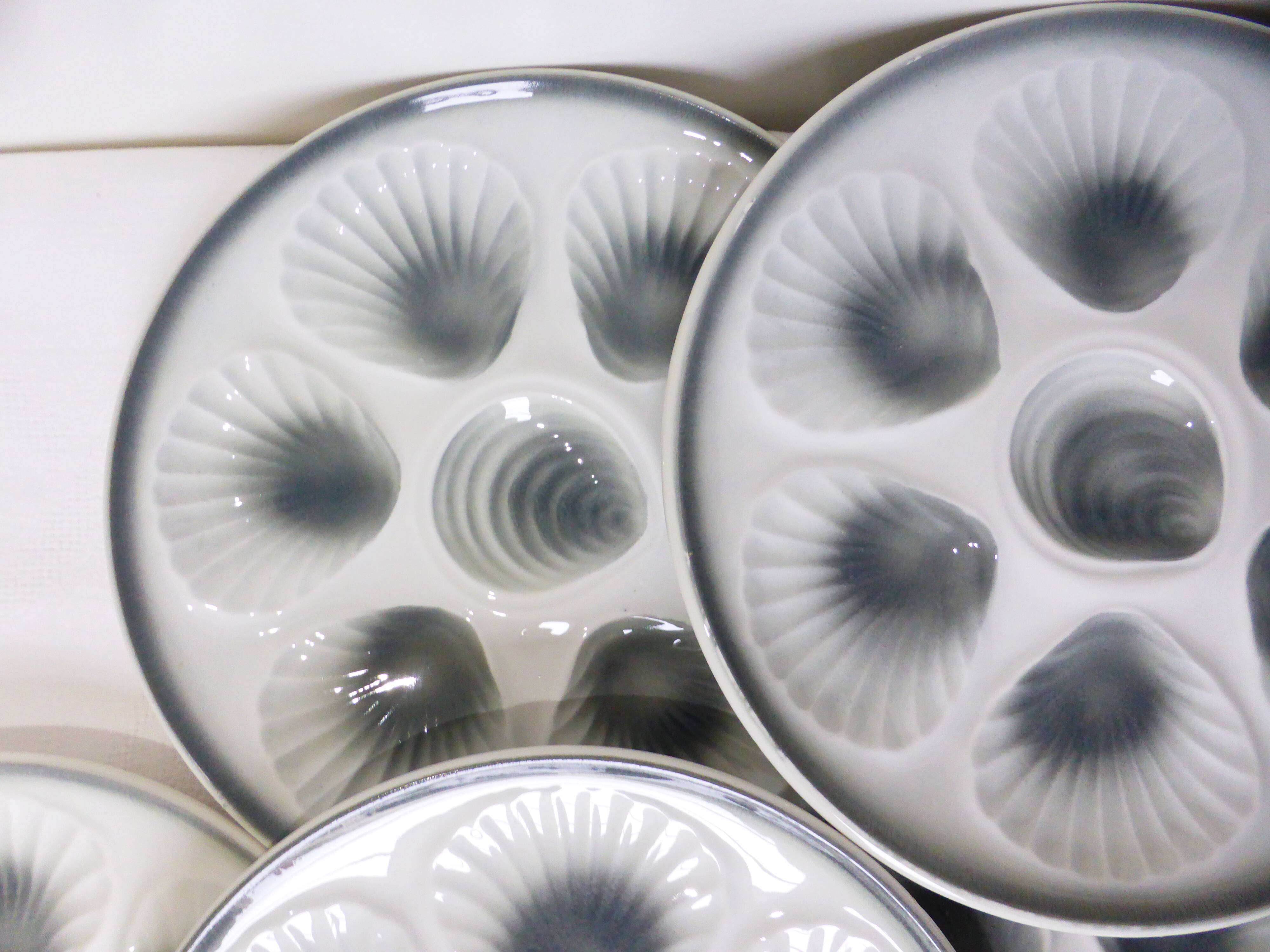 6 vintage oyster plates from Moulin des Loups and Orchies