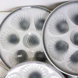 6 vintage oyster plates from Moulin des Loups and Orchies