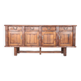 Large brutalist Aranjou sideboard in elm, 1960s