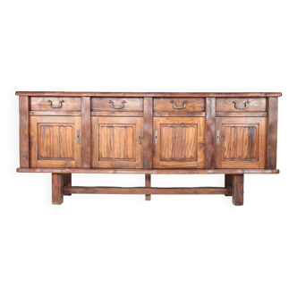 Large brutalist Aranjou sideboard in elm, 1960s