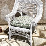Vintage rattan kids garden armchair