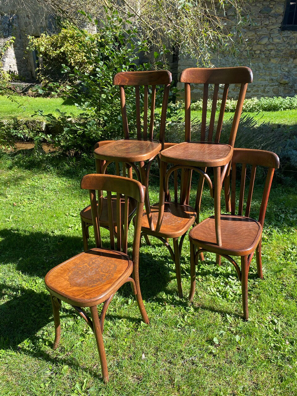 6 Fischel bistro chairs with labels, circa 1930