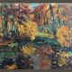 Tableau HST "Autumn Reflection" Post-Impressionist landscape signed