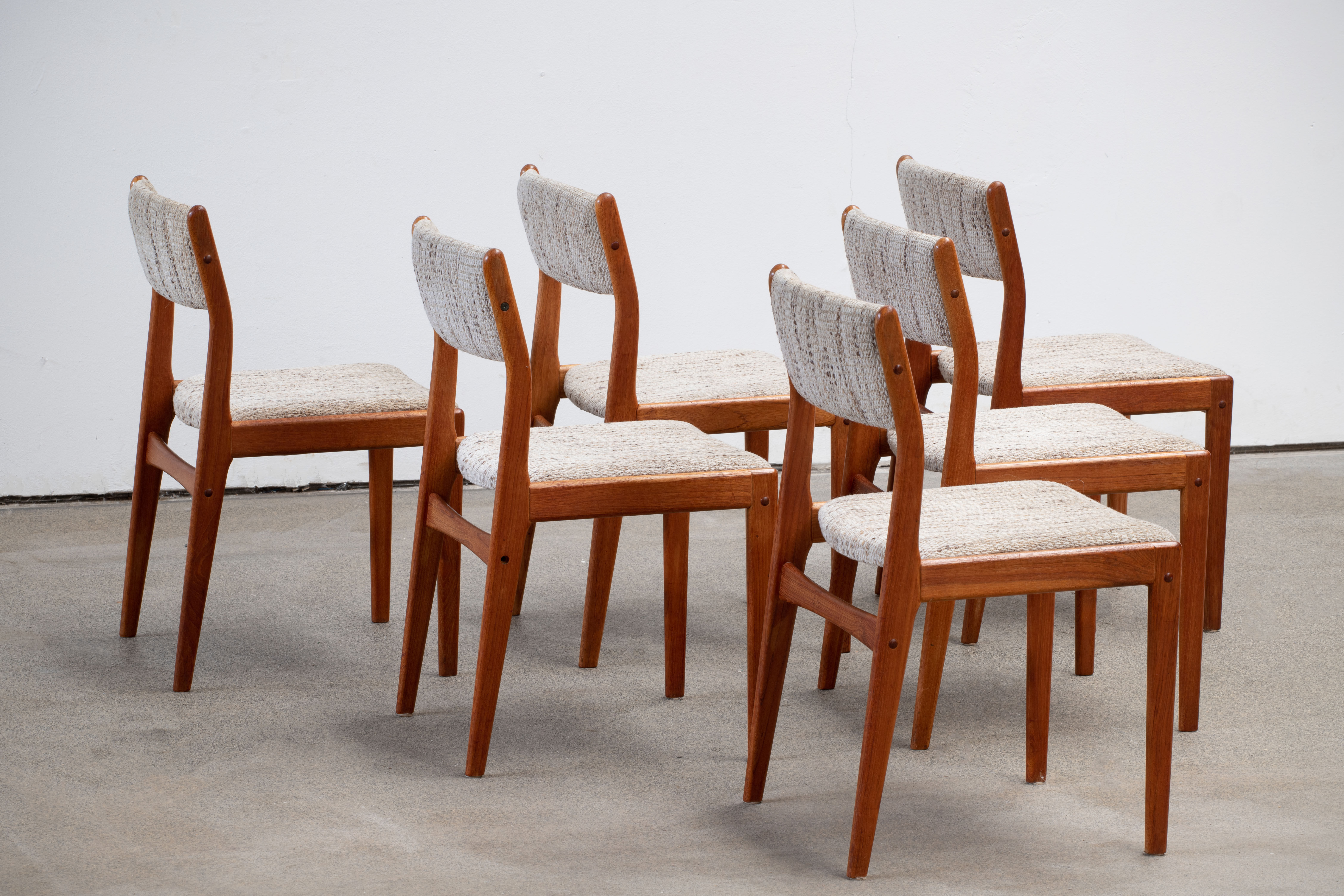 6 danish scandinavian chairs - teak & wool 1960