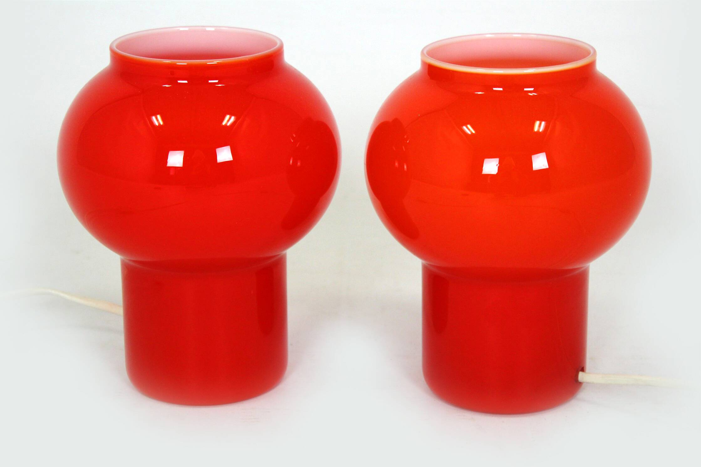 Vintage Red Glass Table Lamps attributed to Štěpán Tabery, 1970s