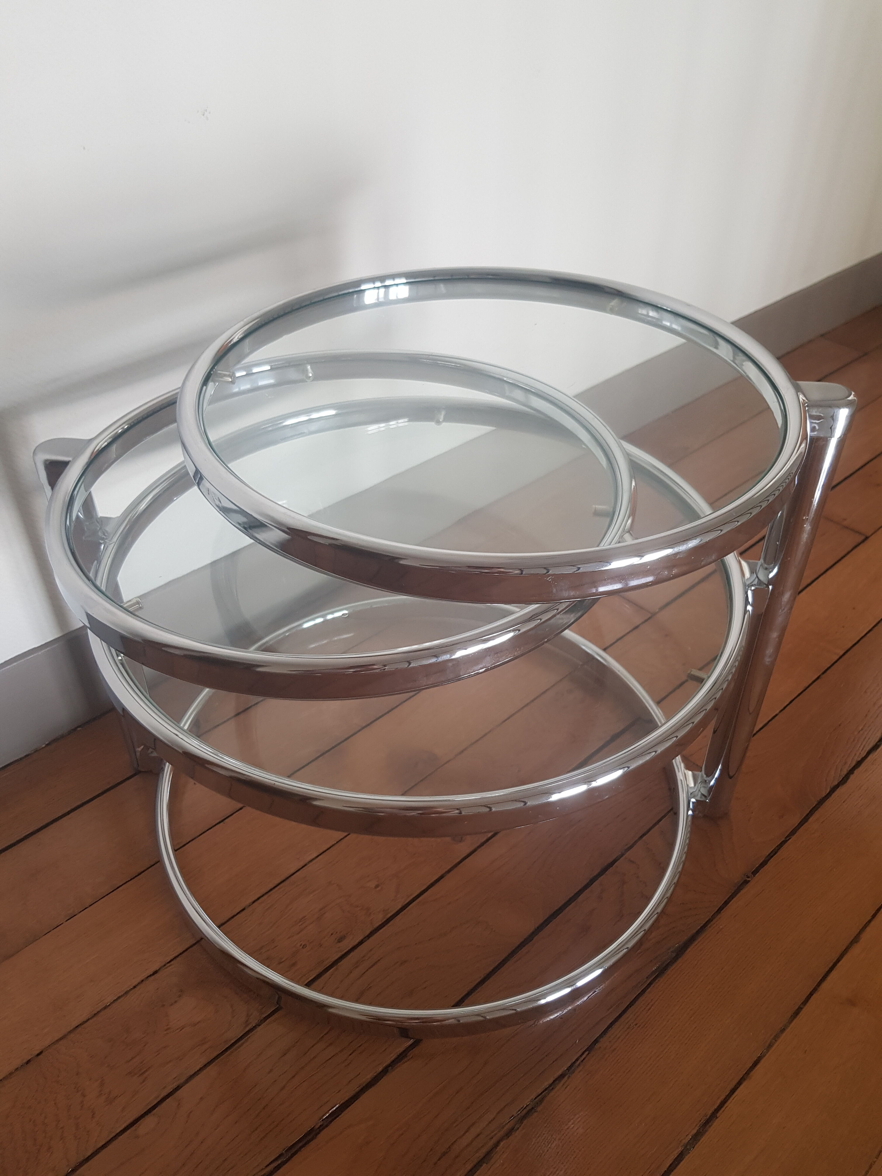 Glass and chrome coffee table