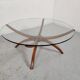 Table basse scandinave en bois et verre , années 60