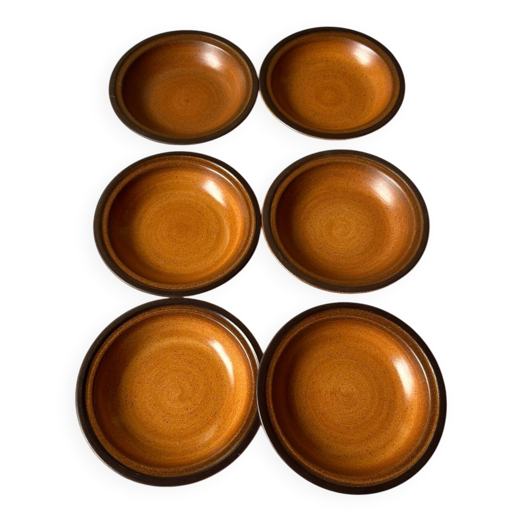 Série de 6 assiettes plates en grès vintage modèle Meylan