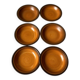 Série de 6 assiettes plates en grès vintage modèle Meylan