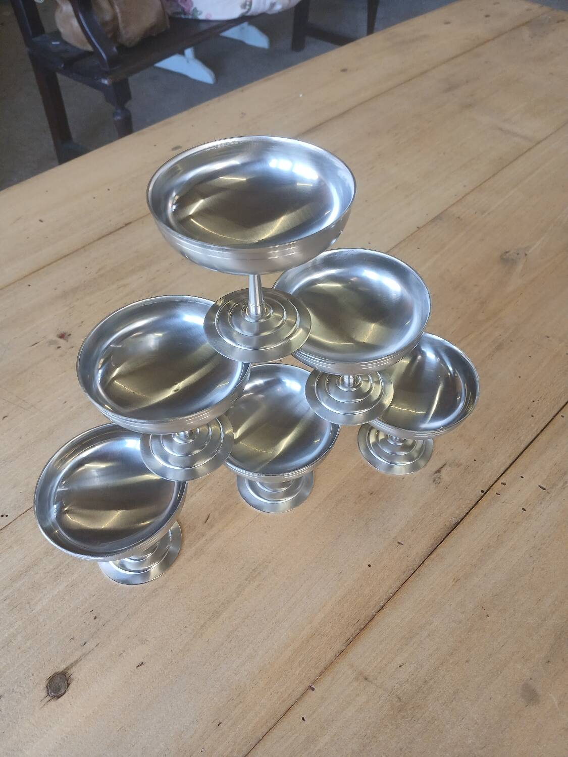 6 antique stainless steel ice cream cups Remy Letang