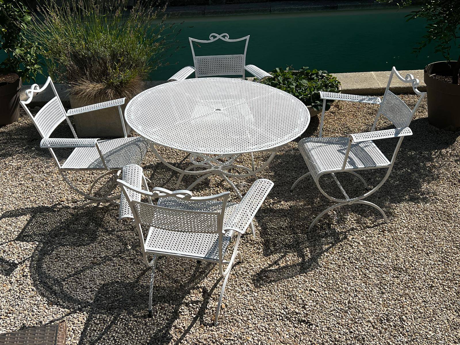 Garden set Maison Jansen in wrought iron 1960