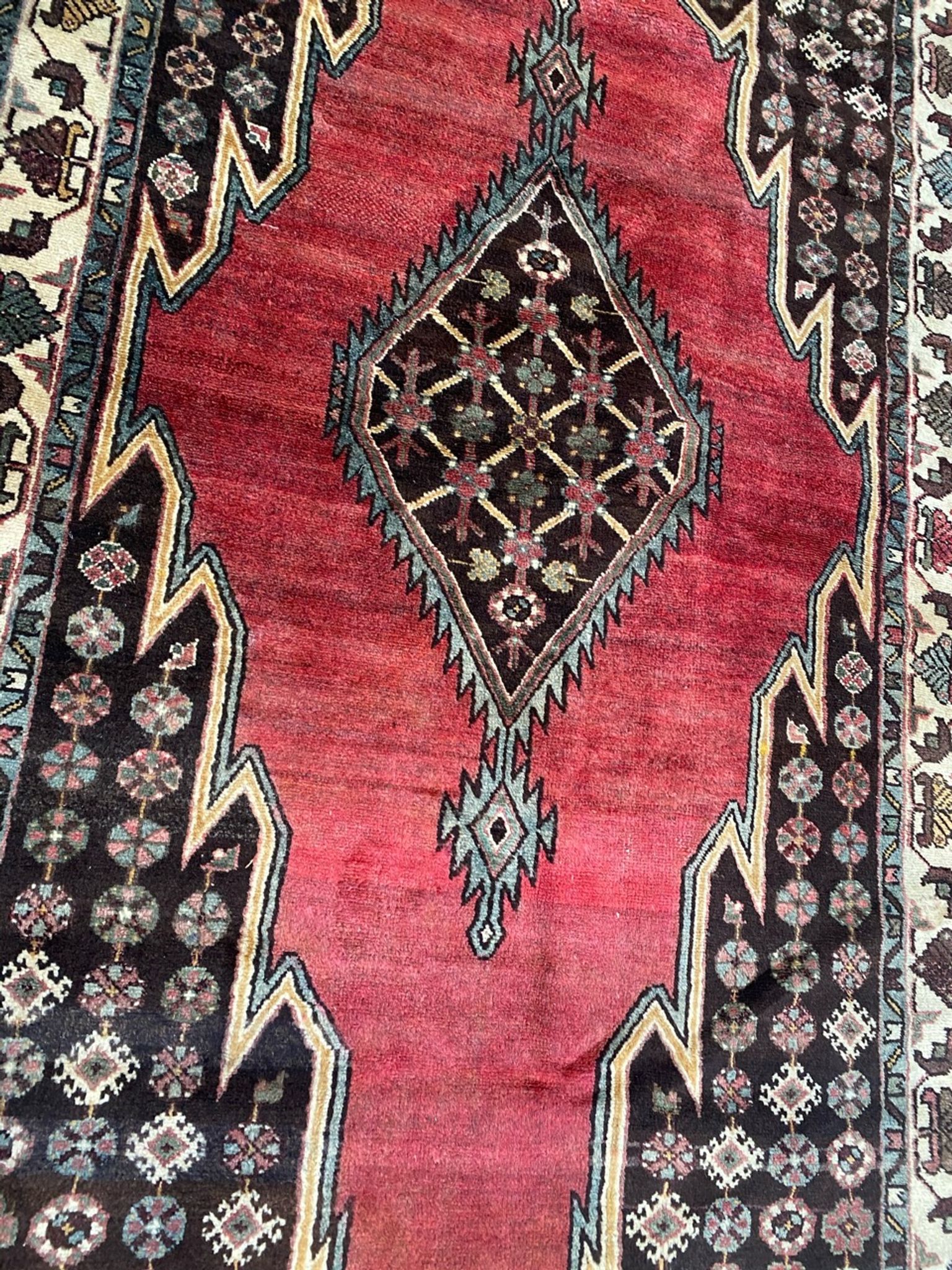 Ancient Persian mazlaghan carpet 126x198 cm