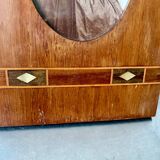 Antique Wood & mother of pearl Picture Frame with  intarsia