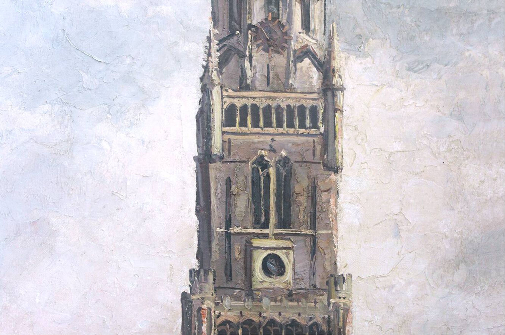 Mid Century Oil Painting of Bruges Oil Painting