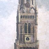 Mid Century Oil Painting of Bruges Oil Painting