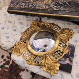 Convex "Witch mirror", gilt bronze frame, 1950s - France