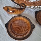 French ceramic dinnerware and plates set sarraguemines 1970s
