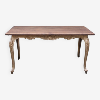 Table basse ancienne dorée et bois