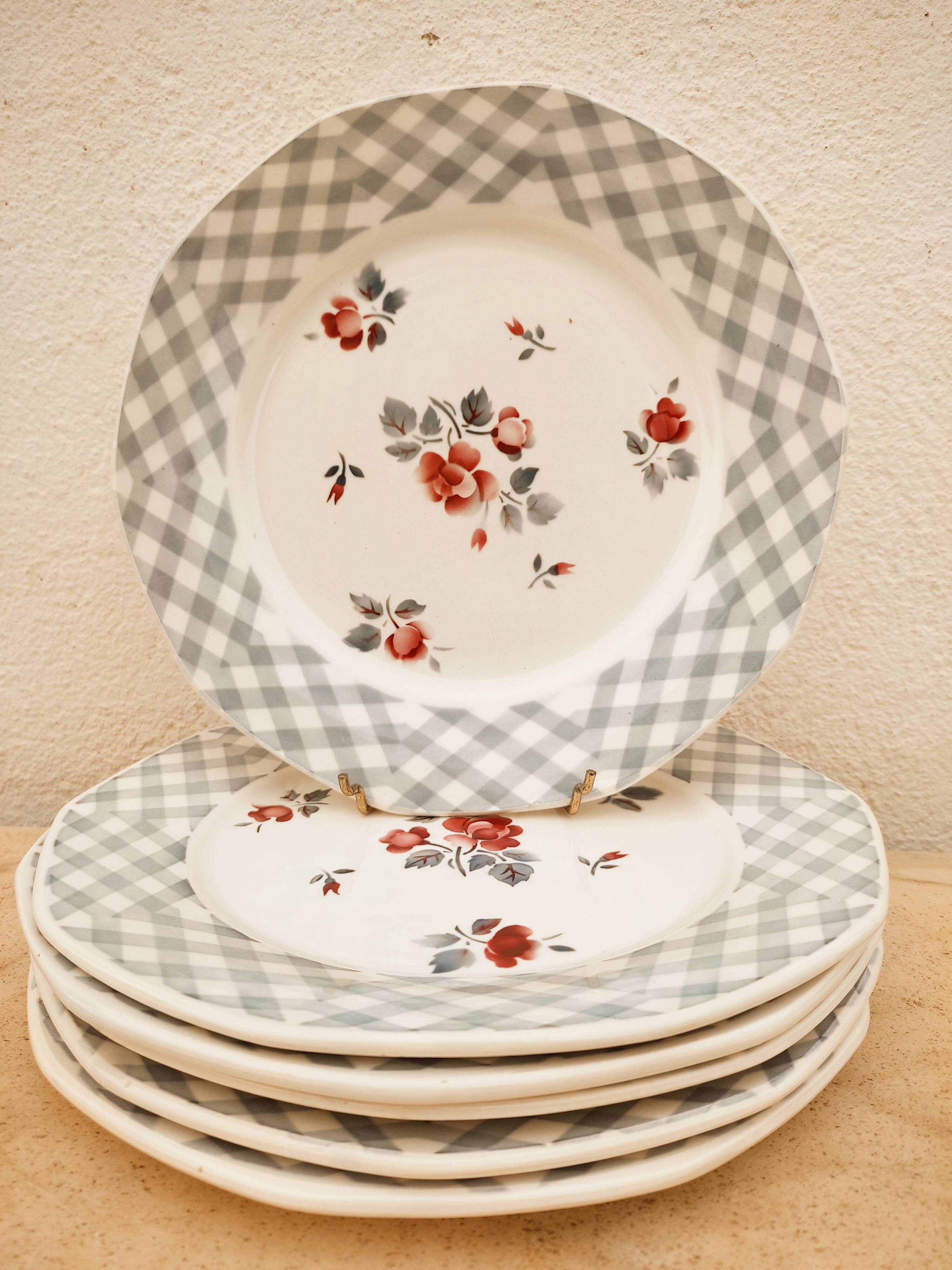 6 flat Digoin Bastia earthenware plates