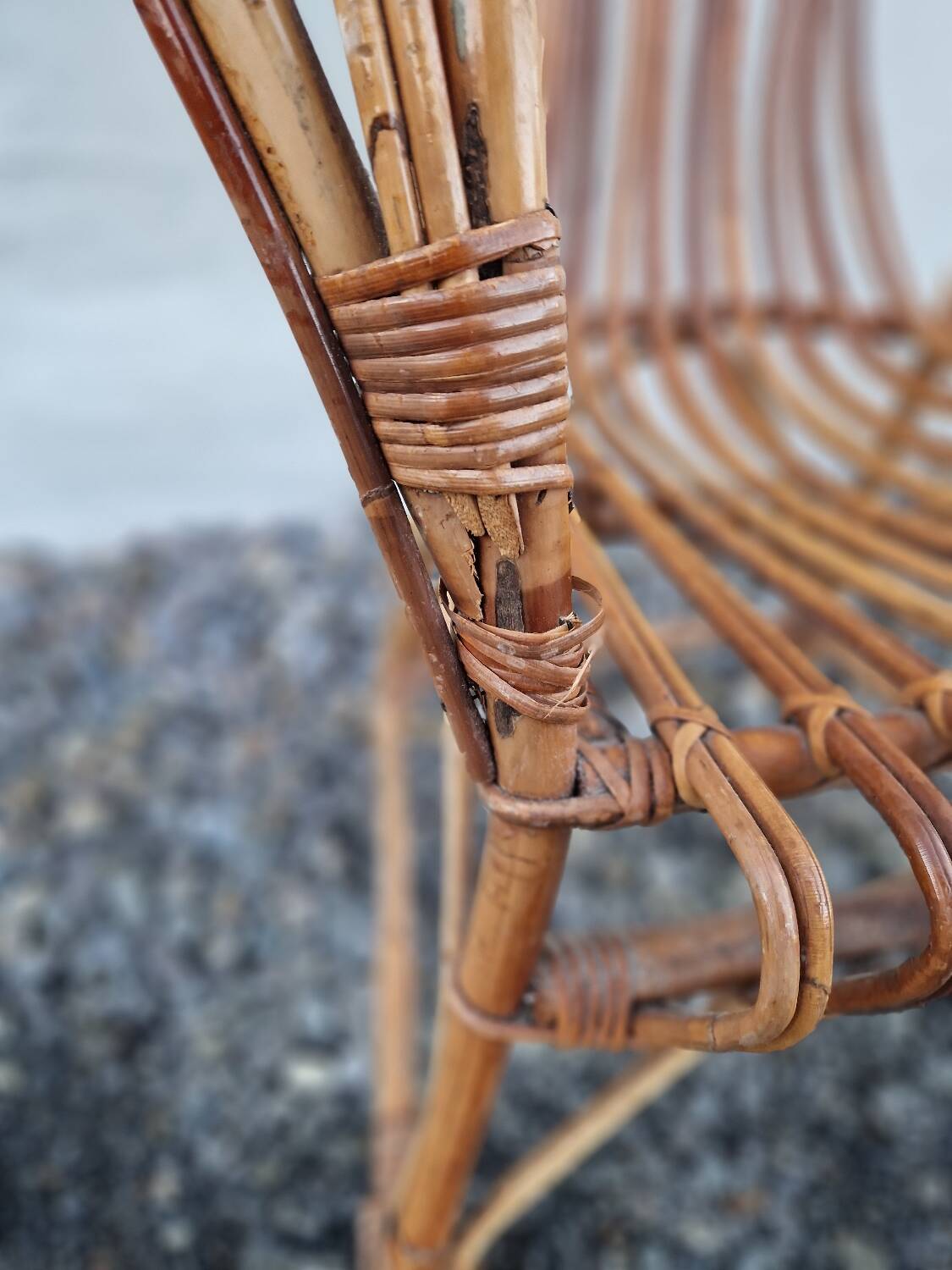 Emmanuelle style rattan wicker armchair