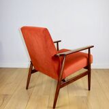Armchair 'Lis', 1970s design by Henryk Lis orange-brick-terracotta - 2 pieces available