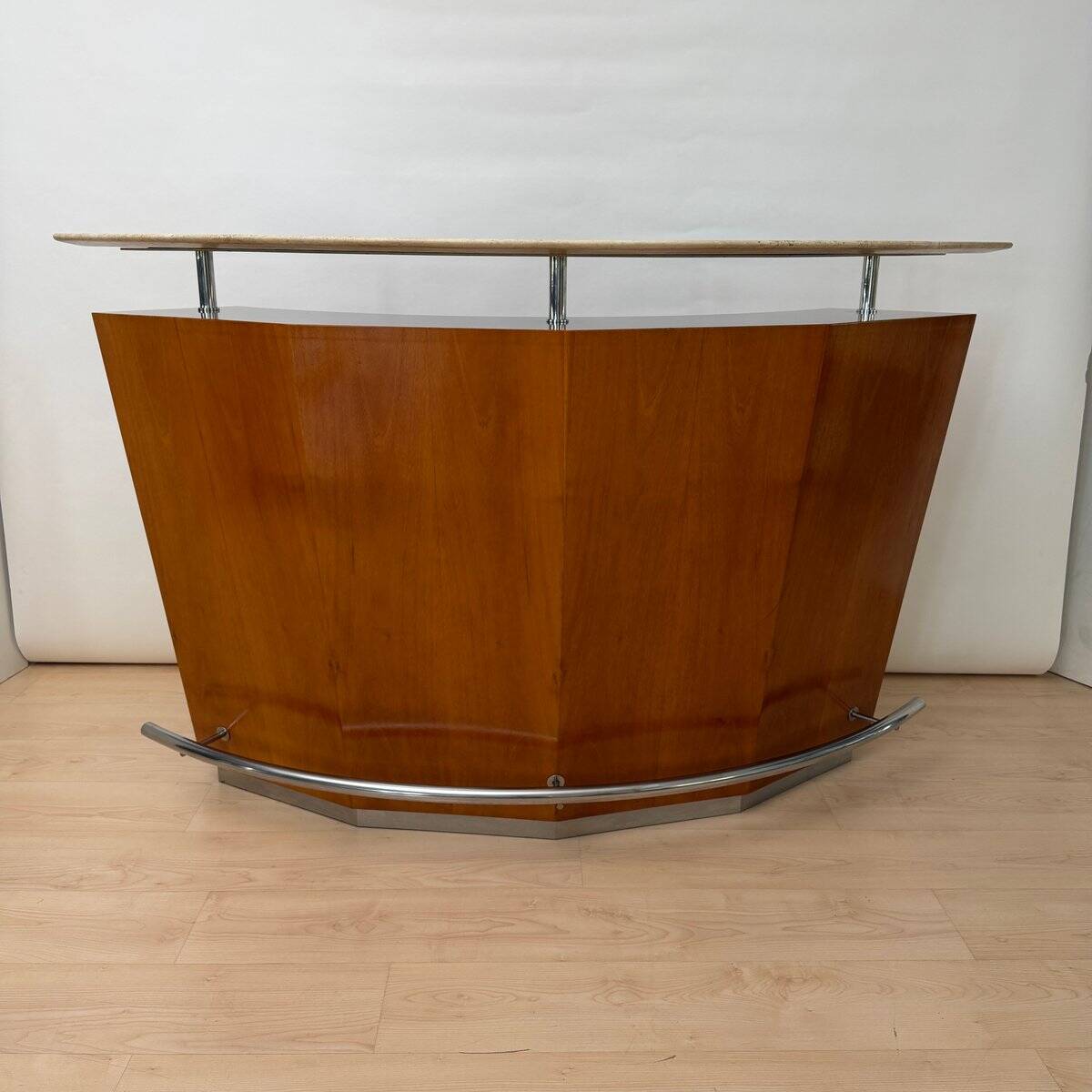 Mid-century bar in teak wood, metal and travertine, Italy, 1970