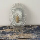 Vintage pebble wall lamp in chiseled glass corrugated shape
