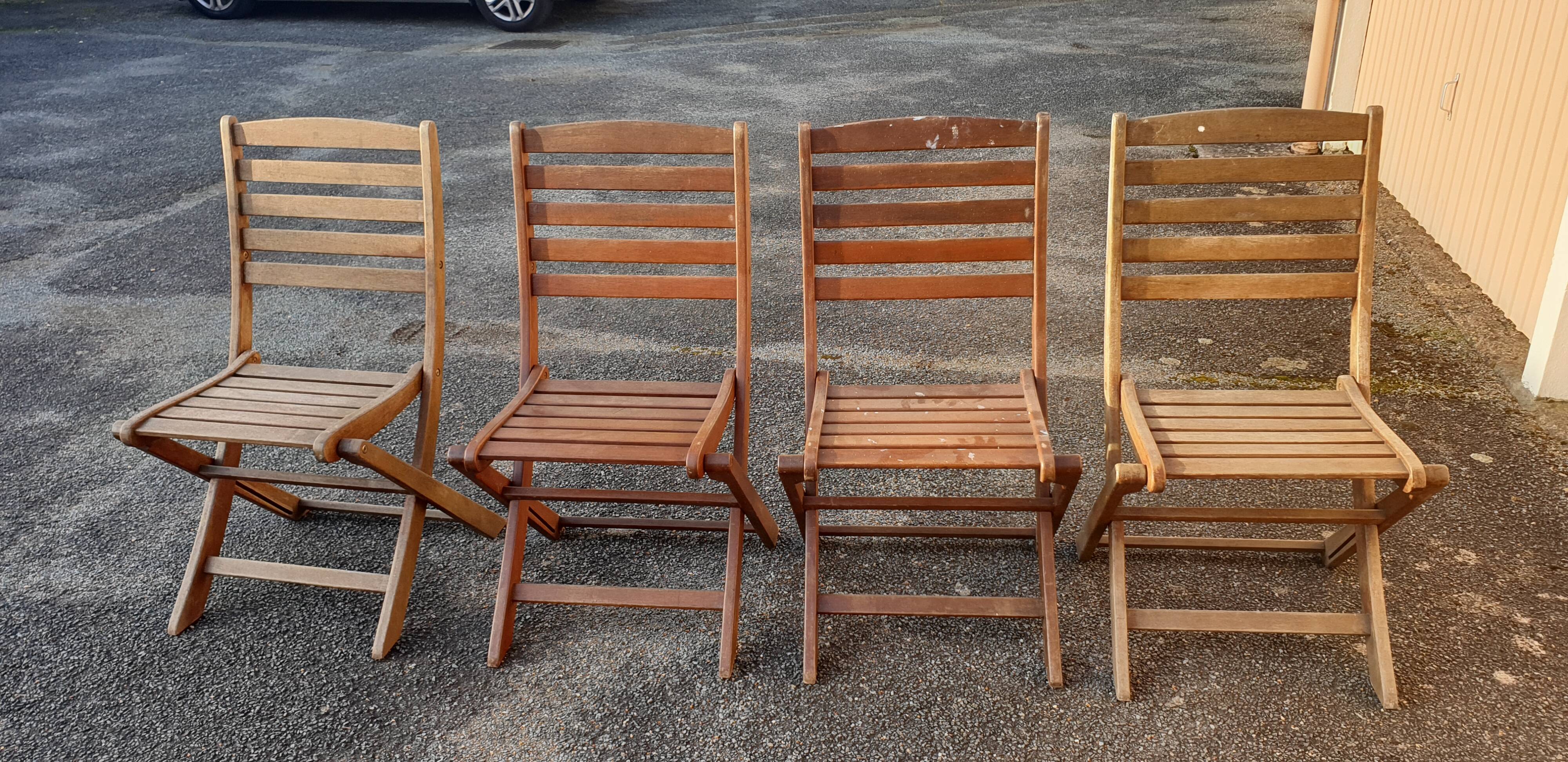 4 teak garden chairs